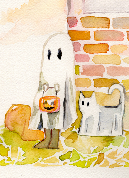 Trick or Treat Framed Original Watercolor