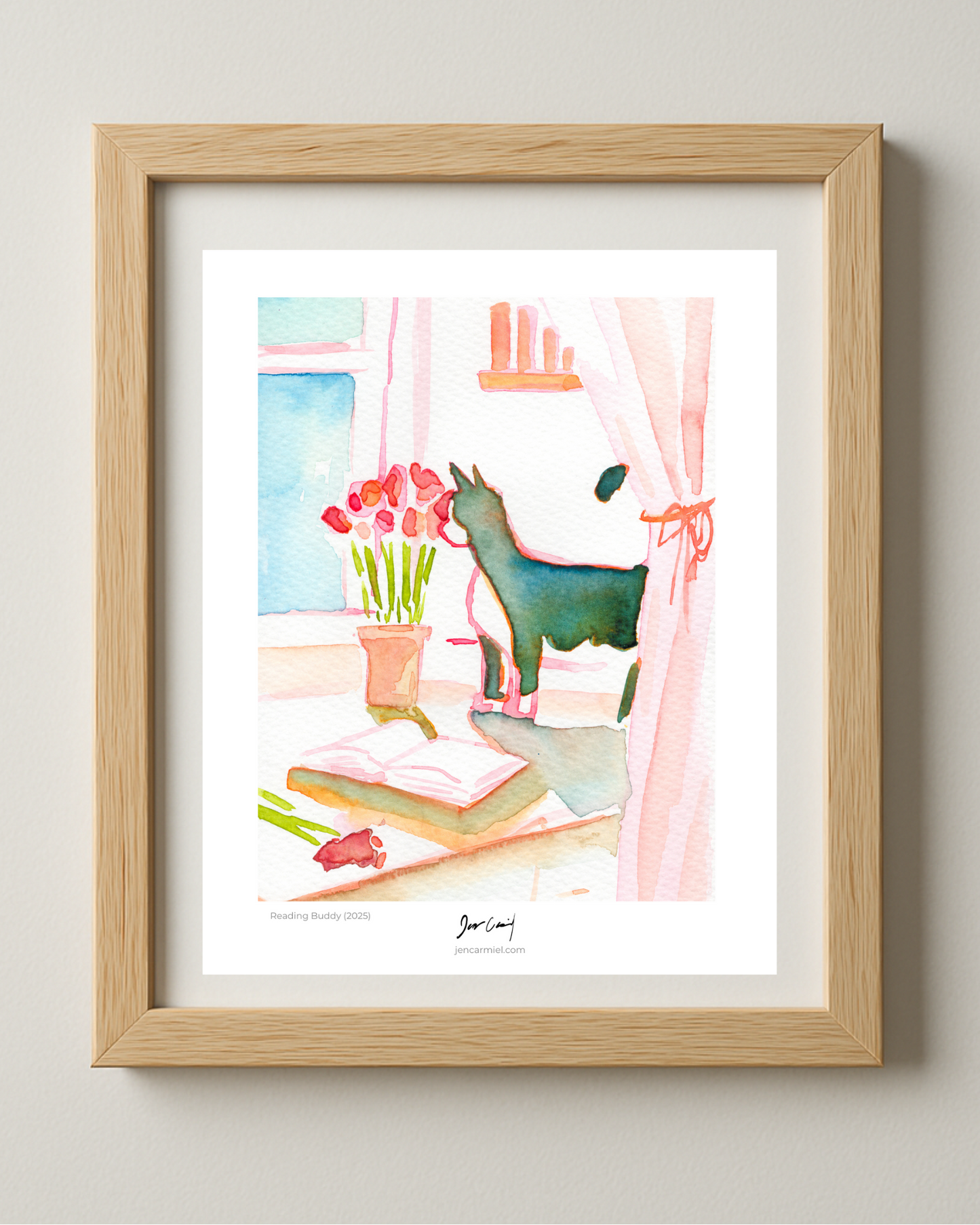Reading Kitty Art Print