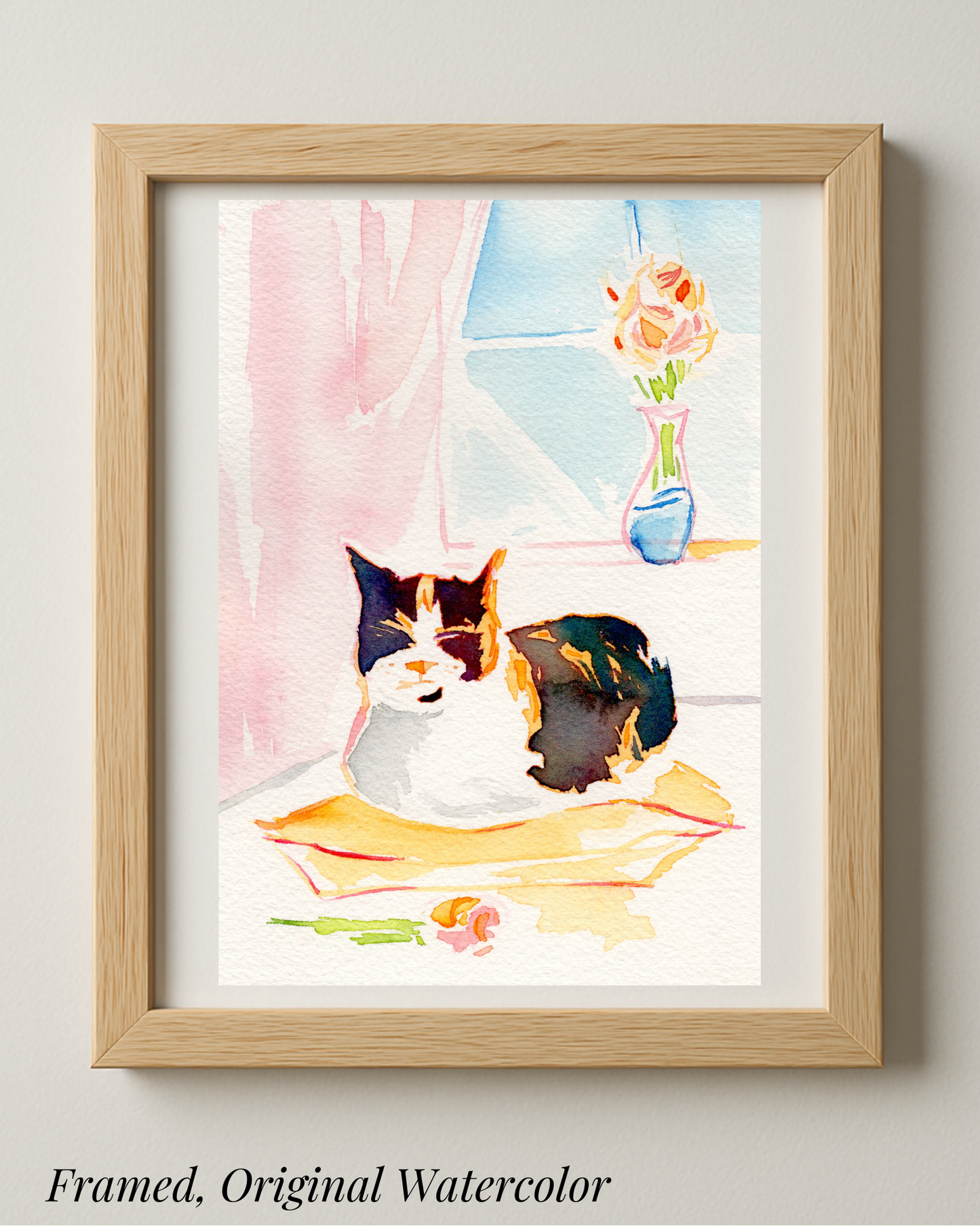 Calico Kitty Loaf - Original Watercolor