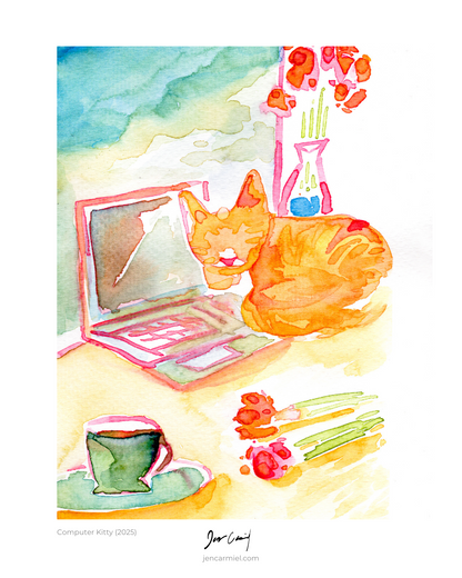 Computer Kitty Art Print