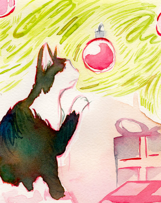 Ornament Trouble 5x6.5'' Original Watercolor
