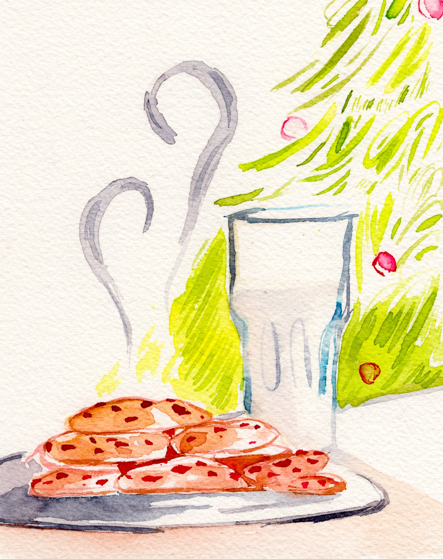 Milk and Cookies 5x6.5'' Original Watercolor