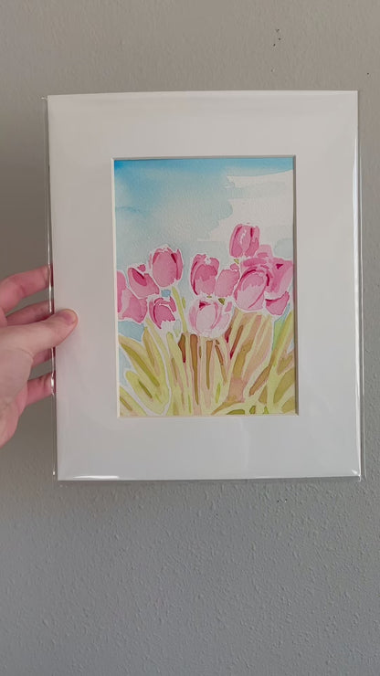 Field of Tulips - 5x7'' Original Watercolor