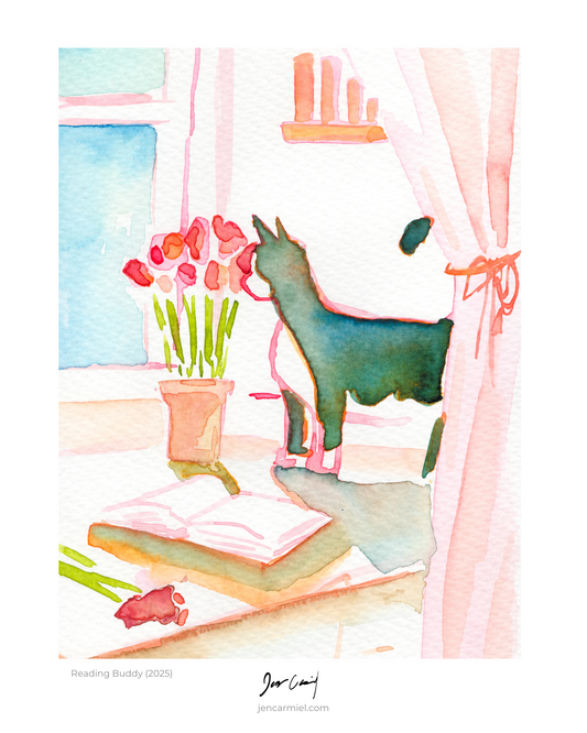 Reading Kitty Art Print